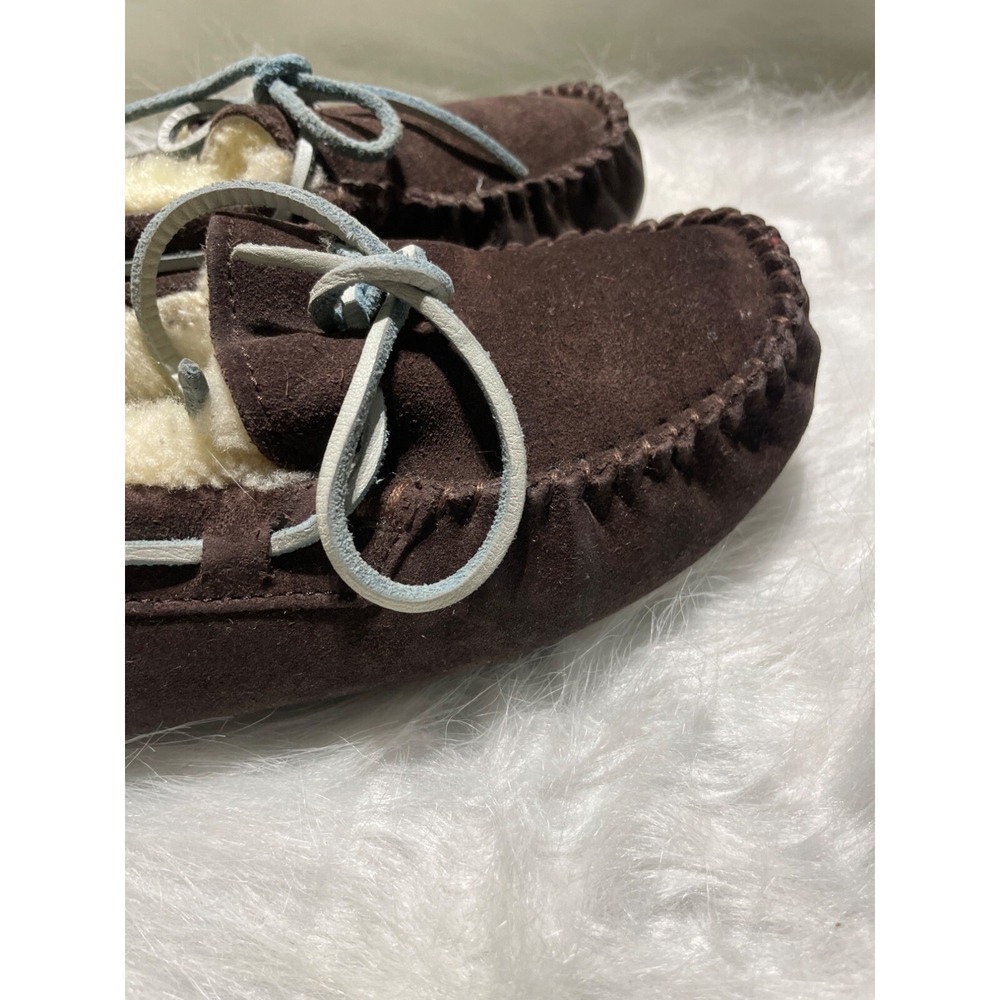 UGG Australia Dakota Suede Moccasin Slippers Brown Shearling Womens 8 5612 - Picture 3 of 7